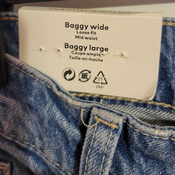 H&M Baggy wide loose fit mid waist size 6 - Picture 3 of 12